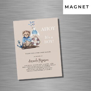 Ahoy het is een jongen teddy zeiler luxe Baby show Magnetische Uitnodiging