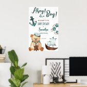 Ahoy het is een jongen teddybeer baby shower welko poster (Thuiskantoor)