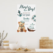 Ahoy het is een jongen teddybeer baby shower welko poster (Keuken)