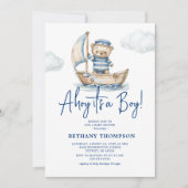 Ahoy het is een jongen teddybeer babyshower kaart (Voorkant)