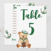 Ahoy het is een jongen teddybeer babyshower tafeln kaart (Voorkant / Achterkant)