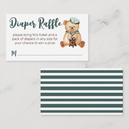 Ahoy het is een jongen teddybeer luier verloting informatiekaartje (Voorkant / Achterkant)