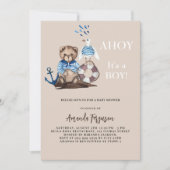 Ahoy het is een jongen teddybeer zeiler Baby showe Kaart (Voorkant)
