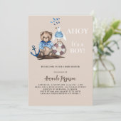 Ahoy het is een jongen teddybeer zeiler Baby showe Kaart (Staand voorkant)