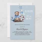 Ahoy het is een jongen teddybeer zeiler Baby showe Kaart (Voorkant)