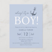 Ahoy. Het is een jongen | Uitnodiging tot Baby sho (Voorkant)
