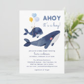 AHOY, het is een jongen! Walvis moeder Baby shower Kaart (Staand voorkant)