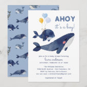 AHOY, het is een jongen! Walvis moeder Baby shower Kaart (Voorkant / Achterkant)