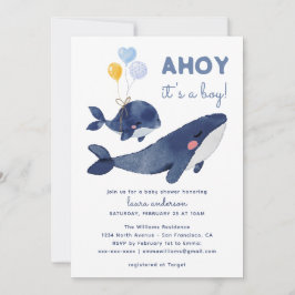 AHOY, het is een jongen! Walvis moeder Baby shower Kaart