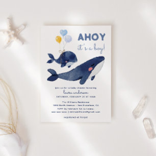 Ahoy het is een jongen! Waterverf Blauwe Baby Show Kaart