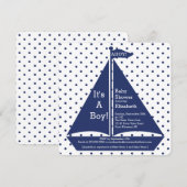 Ahoy! Het is een jongen zeilboot baby douche uitno Kaart (Voorkant / Achterkant)