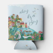 Ahoy het is een jongens baby shower feestje blikjeskoeler (Achterkant)