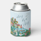 Ahoy het is een jongens baby shower feestje blikjeskoeler (Blikje Achterkant)