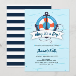 Ahoy het is een jongensanker nautisch Baby shower Kaart