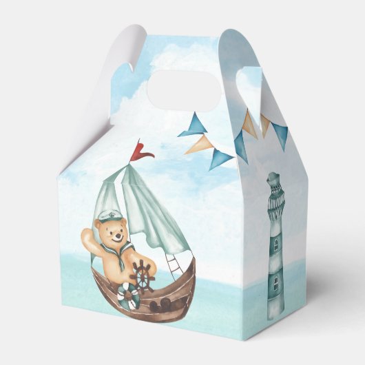 Ahoy, het is een jongetje met nautisch baby shower bedankdoosjes (Achterkant)