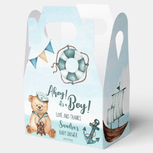 Ahoy, het is een jongetje met nautisch baby shower bedankdoosjes (Geopend)
