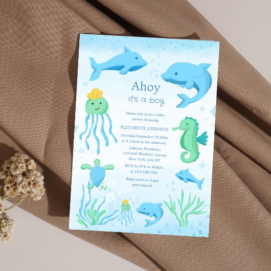 Ahoy, het is een jongetje onder het zee Boy baby s Kaart