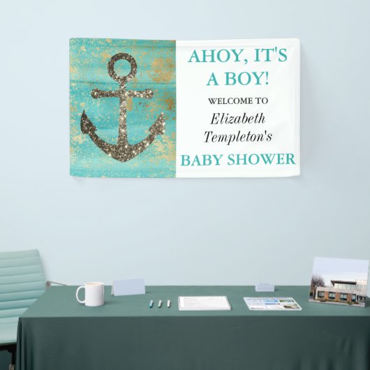 Ahoy Het is een Man Nautical Anchor Ocean Baby Spandoek (Beurs)