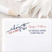 Ahoy Het is een Man Nautical Baby shower Address L Etiket (Insitu)