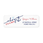Ahoy Het is een Man Nautical Baby shower Address L Etiket (Voorkant)
