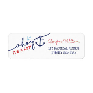 Ahoy Het is een Man Nautical Baby shower Address L Etiket