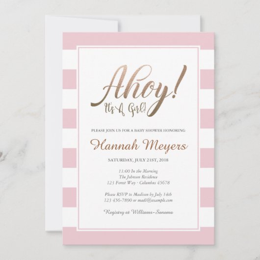 Ahoy! Het is een meisje nautisch Baby shower uitno Kaart (Voorkant)