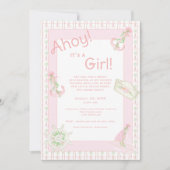Ahoy Het is een Meisje Nautisch Baby shower Uitnod Kaart (Voorkant)