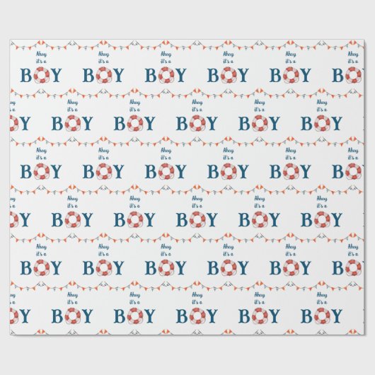Ahoy Het is een Nautical Boy Cadeaupapier (Vlak)