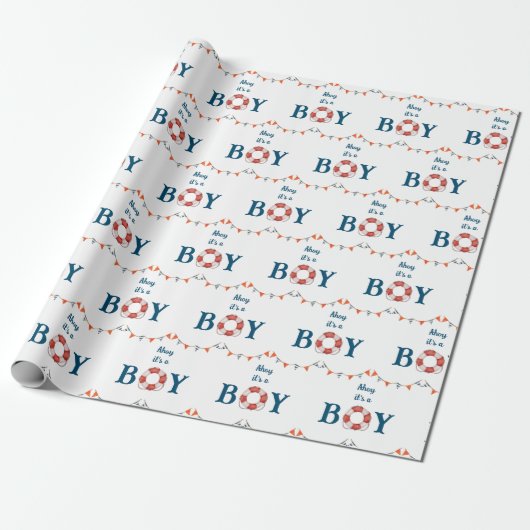 Ahoy Het is een Nautical Boy Cadeaupapier (Uitgerold)