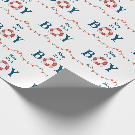 Ahoy Het is een Nautical Boy Cadeaupapier (Hoek)
