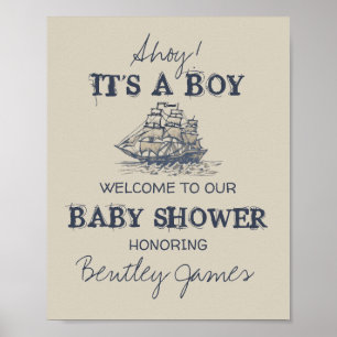 Ahoy. Het is een  nautisch baby shower van een jon Poster