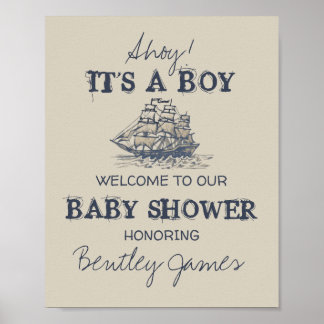 Ahoy. Het is een  nautisch baby shower van een jon Poster