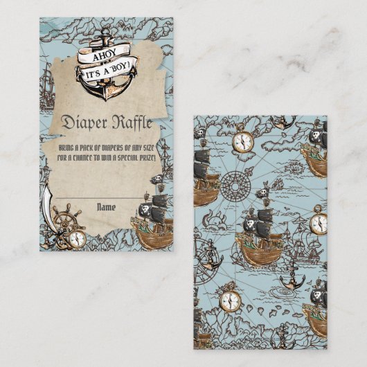Ahoy Het is een padvinder Baby shower Diaper Raffl Informatiekaartje (Voorkant / Achterkant)