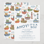 AHOY! Het is een padvinder Nautisch Baby shower Kaart (Voorkant / Achterkant)