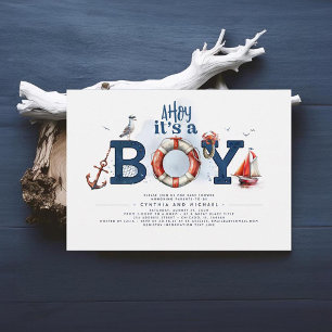 Ahoy Het is een padvinder Nautisch Baby shower Kaart