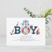 Ahoy Het is een padvinder Nautisch Baby shower Kaart (Staand voorkant)