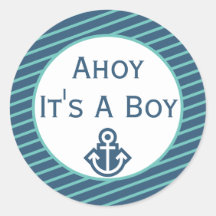 Ahoy Het is een Tjonge Baby shower Sticker