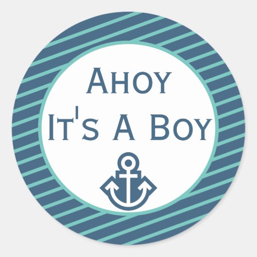 Ahoy Het is een Tjonge Baby shower Sticker (Voorkant)