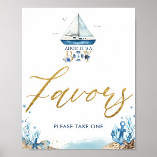 Ahoy Het is een Tjonge Nautical Baby shower Favors Poster