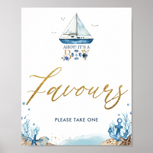 Ahoy Het is een Tjonge Nautical Baby shower Favors Poster (Voorkant)