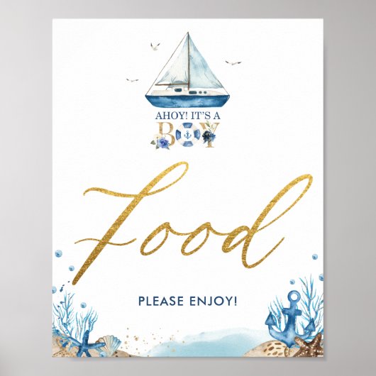 Ahoy Het is een Tjonge Nautical Baby shower Food S Poster (Voorkant)