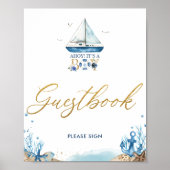 Ahoy Het is een Tjonge Nautical Baby shower Guestb Poster (Voorkant)