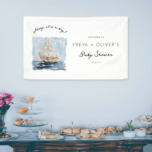Ahoy Het is een Tjonge Nautical Baby shower Welkom Spandoek