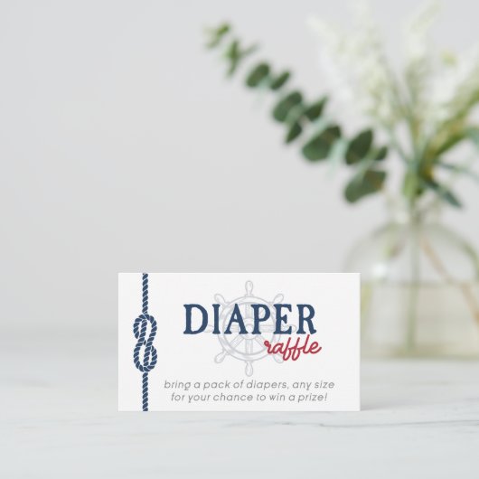 Ahoy Het is een Tjonge Nautical Shower Diaper Raff Informatiekaartje (Staand voorkant)