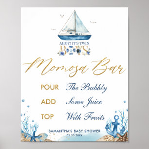 Ahoy Het is een tweelingpeuter-Baby shower Momosa Poster