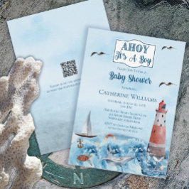 Ahoy Het is een visievuurtoren Ocean Baby shower Q Kaart