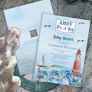 Ahoy Het is een visievuurtoren Ocean Baby shower Q Kaart