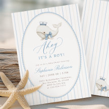 Ahoy Het is een Walvis Jongens Baby Shower Uitnodi