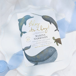 Ahoy Het is een Zee  Baby shower van een jongen Wa Kaart