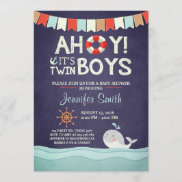 Ahoy Het is Twin Boys Douche Invitate Ocean Nautic Kaart